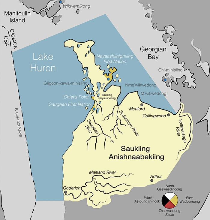 map of the Saugeen Bruce Peninsula - Saukiing Anishnaabekiing